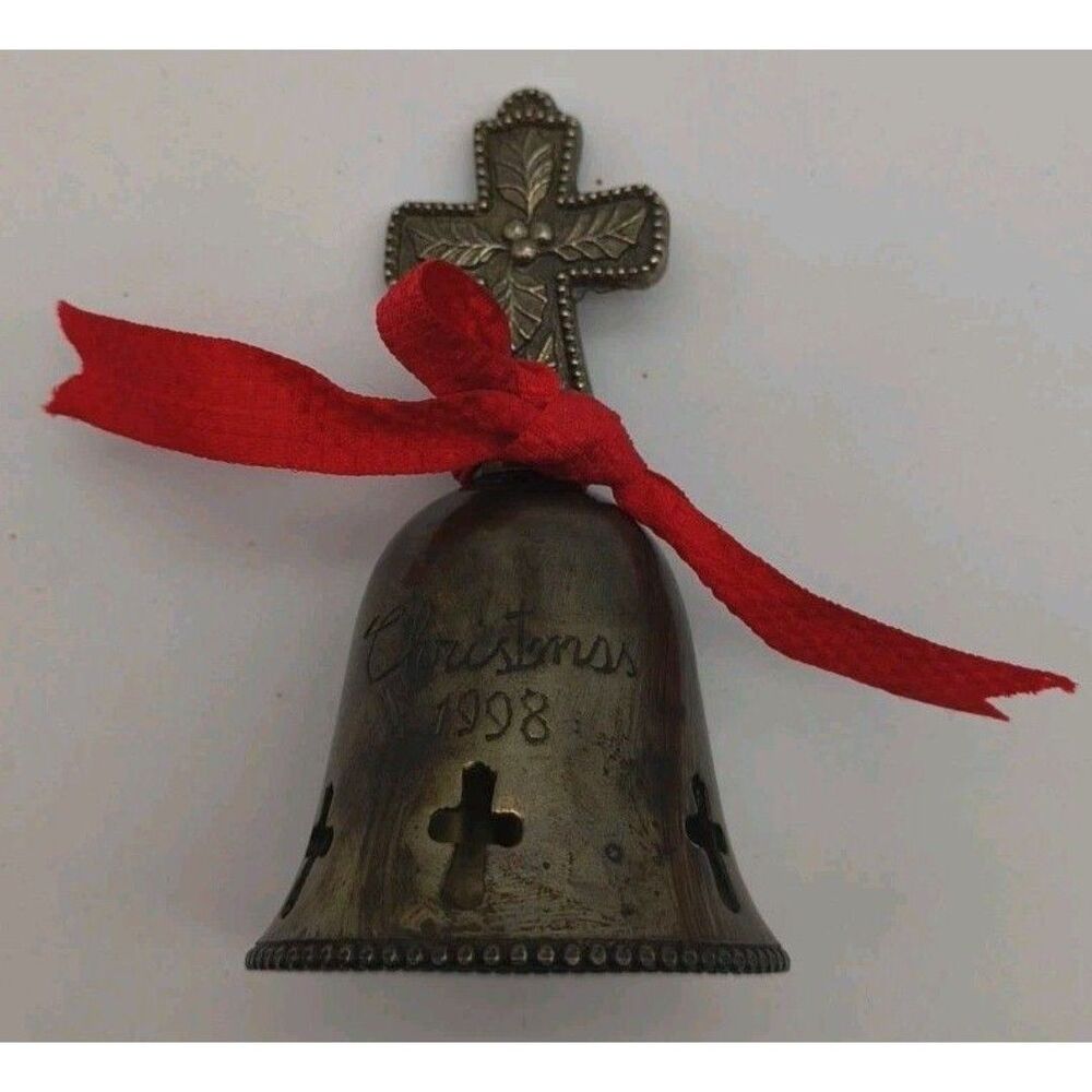 1998 International Silver Co. Silver Plated Engraved Christmas Bell